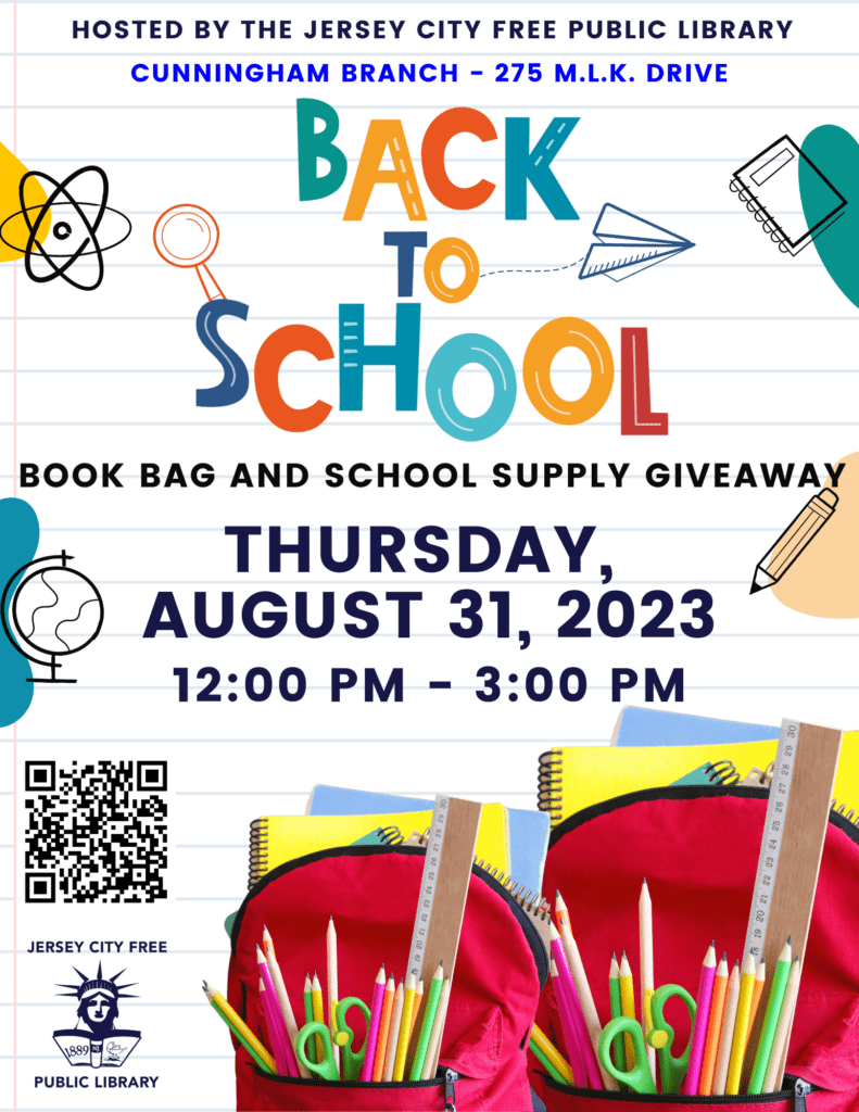 BacktoSchool Book Bag and Supply Giveaway Jersey City Free Public